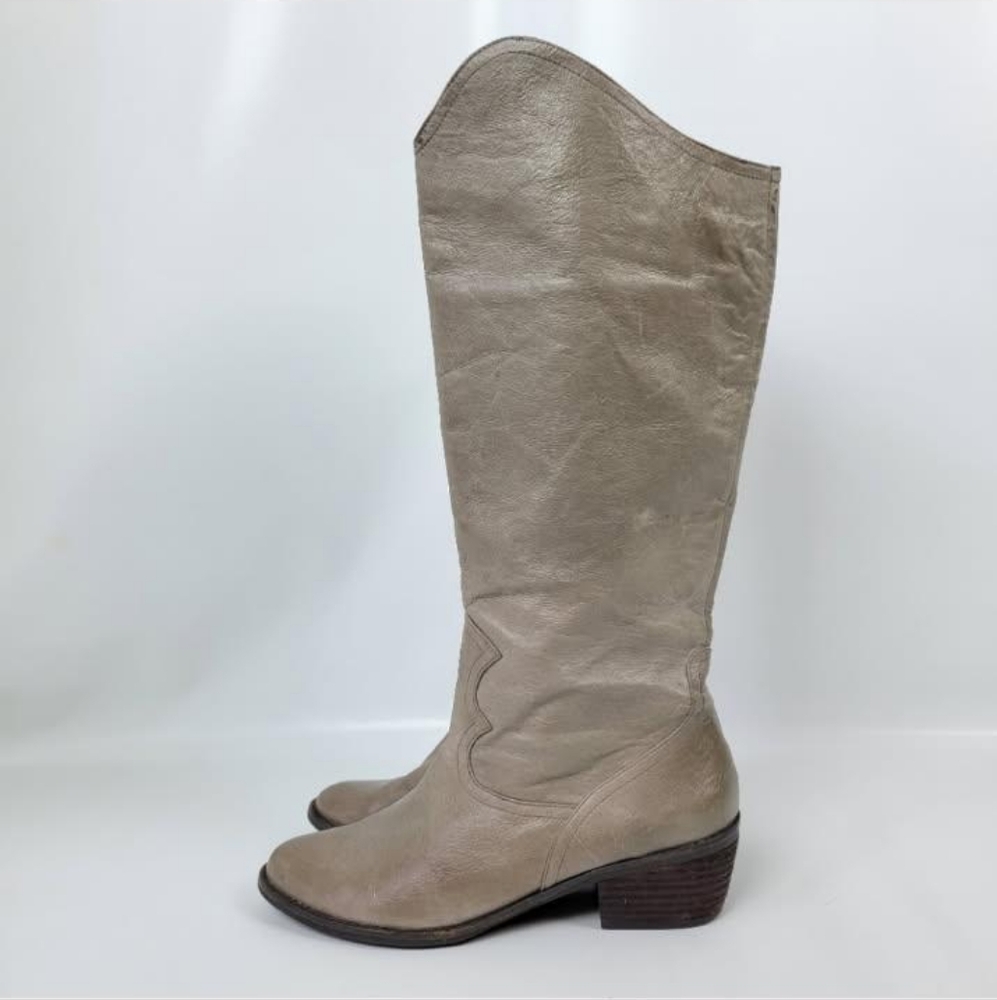 Naughty Monkey‎ Gray Tall Leather Boots Sz 7.5 Like New